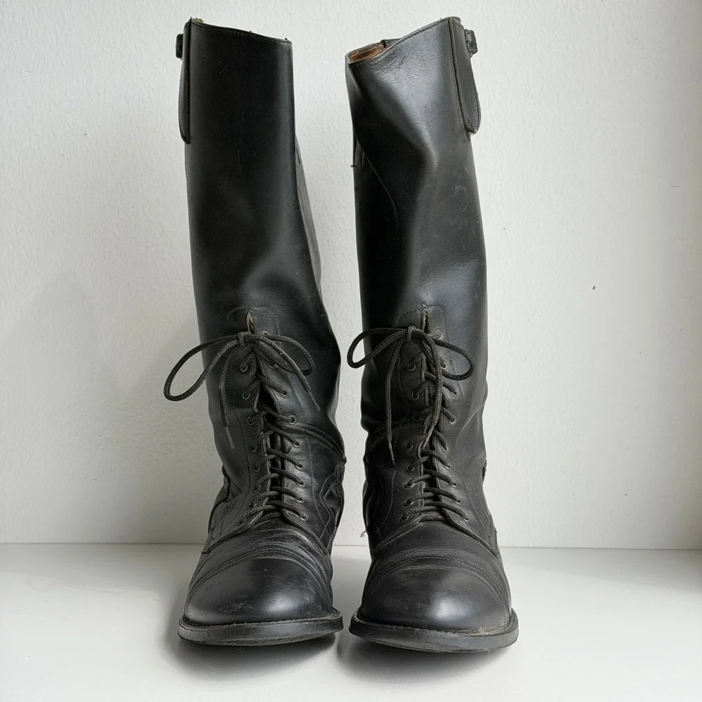 Harley-Davidson Police Patrol Boots Mens 12 Vintage Ball Lace Leather Tall USA